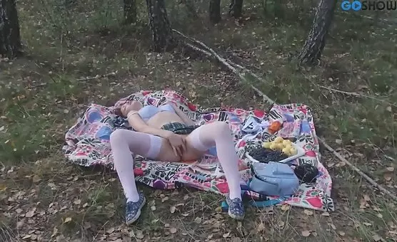 Alone Girl Spreading Outdoors A Solo Pleasure Adventure